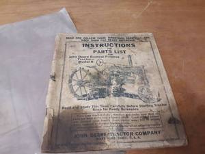Original John Deere Model B Tractor Instructions and Parts List manual