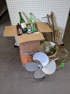 Lot of Jars, Bottles, Antique Westinghouse Fan, and More