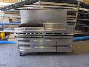 Jade Commercial Griddle  Charbroiler - Overall Dimensions are about 72 x 36 x 62 High