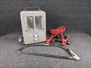 Small Heater, Jumper Cables, and Garden Bow Saw