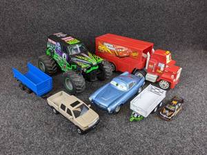 Lot of Cars Vehicles, Grave Digger Monster Truck, and More