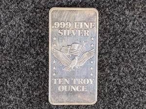 10oz US Assay Office 999 Fine Silver Bar