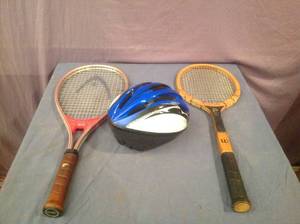 lot 313 image: Bicycle Helmet & Rackets