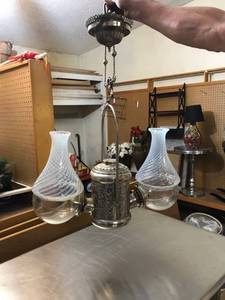 lot 408 image: Vintage Kerosene Hanging Lamp