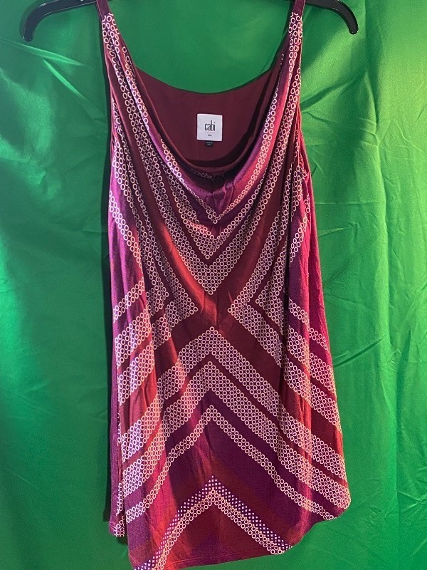 CAbi Printed Drape Tank & CAbi Flutter Sleeve Top - Both Small