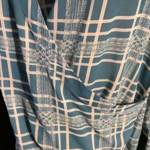 Cabi Womens Windowpane Plaid 3068 Wrap Hi-Lo Blouse M