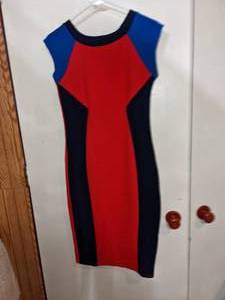 DGNY Block Print Fitted Dress Size Large