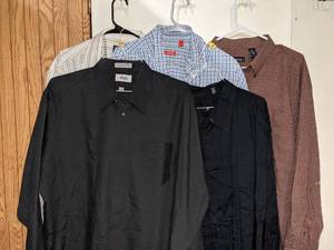 5 Mens Long-Sleeve Button Up Shirts XXL