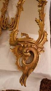Gold Gilt French Mirrored Wall Sconces