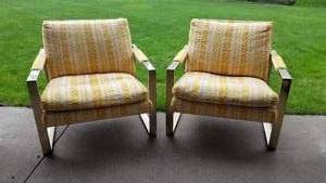 1972 Chunky Milo Baughman Lounge Chairs, pair