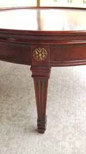 Vintage Leather Insert Drum Cocktail Table