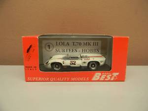 MODEL BEST 143 SCALE 9177 LOLA T70 SPYDER LAGUNA SECA 1967 P. REVSON - IN BOX - NICE - SEE PICTURES