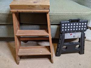 2 Foot Wood Ladder and Folding Step Stool