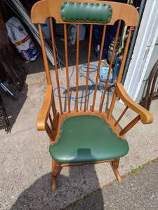 Wood Rocking Chair with Padded Seat and Head Rest