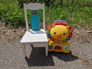 Childs Chair and Animal on Wheels