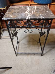 Marble Top Table with Cast Iron Base