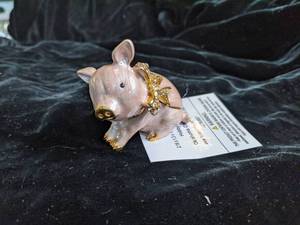 Jewel Encrusted Pig Trinket Box NEW