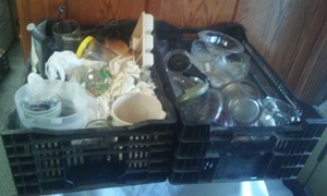 2 crates of vases, glassware, platters & more. 24 x 9 x 16.