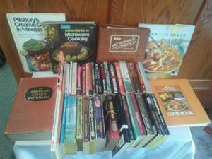 Cookbooks & paperbacks, Brown, Grisham.