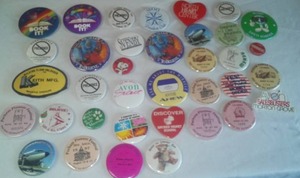35 buttons - Perham Pioneer Festival, Saint Paul Winter Carnival 1992, Avon & more.