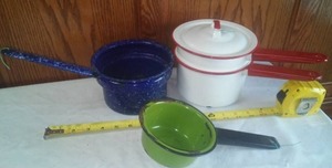 Vintage Enamelware, metal covered enamel rare green.