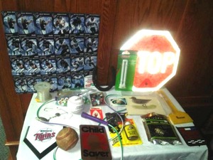 Sporting Accessories, marbles, baseballs, fishing sports cards.
