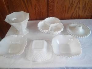 White Milk glass some hobnail.