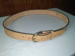 NEW Leather Belt. Size 38, hand tooled and dyed. Full Grain Cowhide Leather.