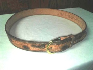NEW Leather Belt. Size 38, hand tooled and dyed. Full Grain Cowhide Leather.