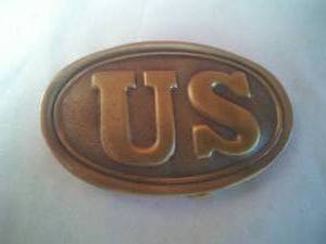 US Vintage look belt buckle brass, New.