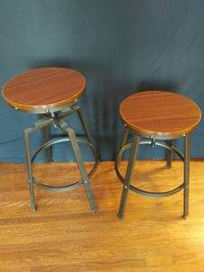 Pair of Adjustable Swivel Top Stools