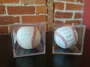 2 signed baseballs