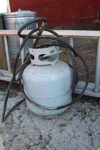 lot 855 image: Propane Torch Tank  with Torch Head, Valve and Hose