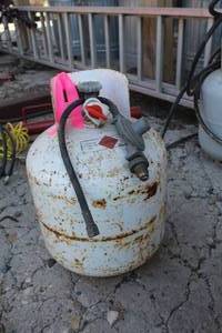lot 857 image: Propane Torch Tank  with Torch Head, Valve, Regulator and Hose