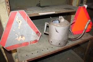 lot 900 image: Hazard Triangles, Metal Watering Can