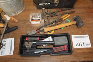 lot 1011 image: Craftsman Tool Box 16Lx7Wx 7-12H  with Misc. Hand Tools