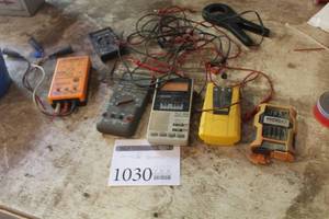 lot 1030 image: Lot of (6) Testers  - 3-Phase Rotation, Allosun EM830 Digital Multimeter, Boss TU-100, Fluke 87 True RMS Multimeter