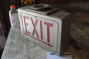 lot 1031 image: Metal EXIT Lighted Ceiling Sign