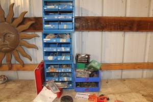 lot 1018 image: Plastic Parts Organizer Bins  with Misc. Hardware