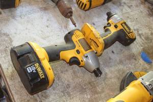 lot 1059 image: Lot of (2) DeWalt 18V Cordless Tools  - 14 Impact Driver DC825, 14 Impact Driver DW056 and One Battery