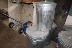 lot 1200 image: Lot of (3) Metal Trash Cans