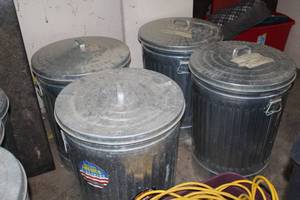 lot 1849 image: Lot of (4) Metal Trash Cans 21Dx28H