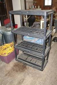 lot 1850 image: Plastic Shelving Unit 3-shelf Black 36Wx17Dx55H
