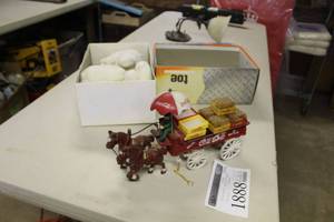 lot 1888 image: Coca-Cola Metal Collectible Wagon  with Bears (x3)