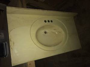 lot 1918 image: Bathroom Sink with Counter 40Lx1THx22D (new, never used)