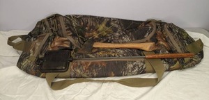 lot 644 image: Camouflage Duffel, Hatchet, Sandwich Maker