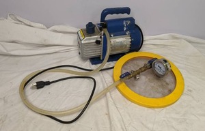 lot 649 image: ZENY 3.5 CFM 14 HP 1 Stage Vacuum Pump w Pressure Gauge