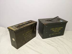 lot 630 image: (2) Vintage Military Ammo Boxes