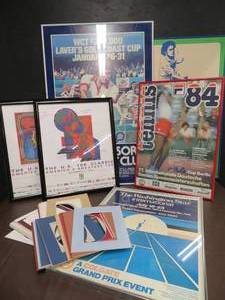 COLLECTIBLE LARGE FRAMED VINTAGE TENNIS ADVERTISMENTS,