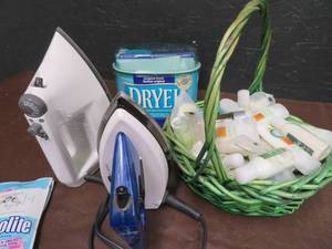 IRONS AND LAUNDRY LOT.